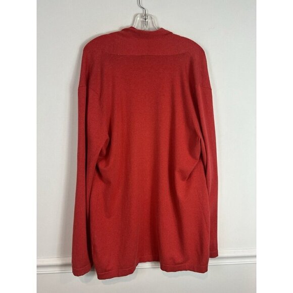 J MCLAUGHLIN Red Cotton Knit Open Front Longline Sweater Duster Cottagecore L - Picture 2 of 7